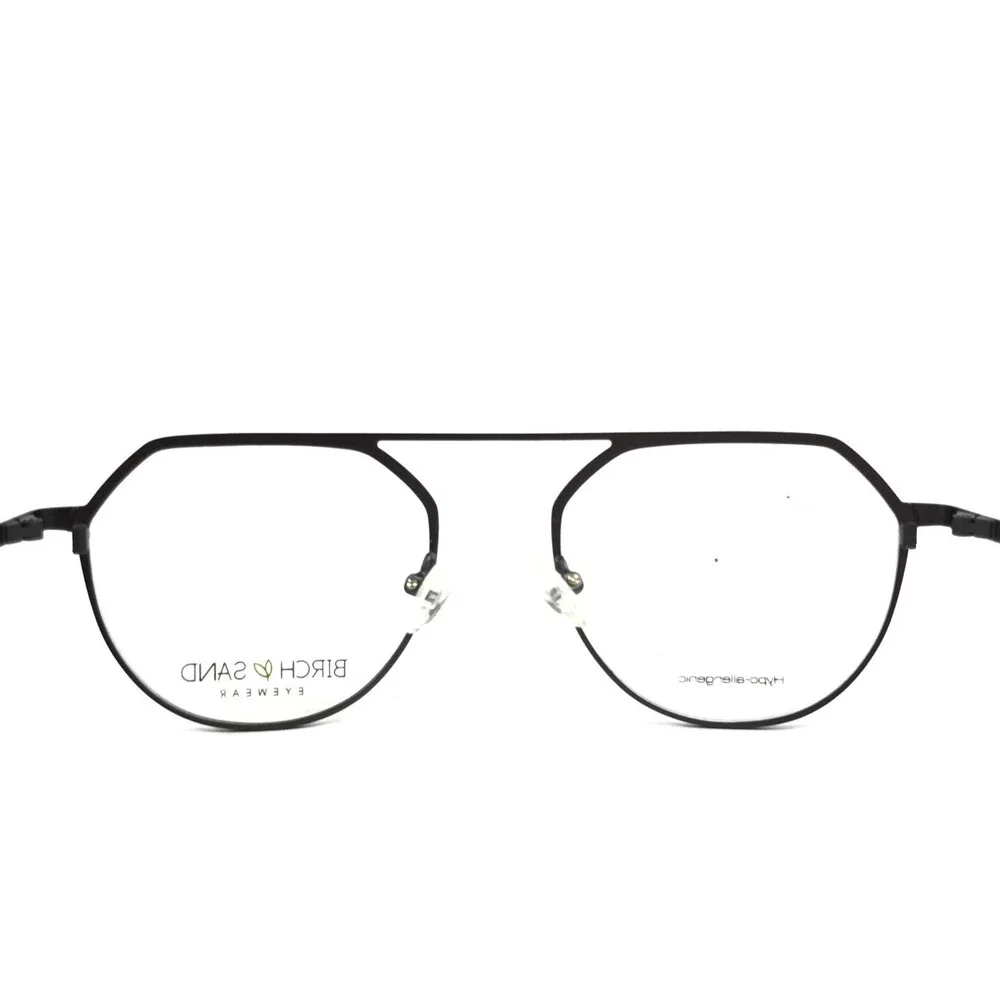 Birch Sand Eyewear Eyeglasses Frames 51017 C1 Black Aviator Full Rim 51-19-140